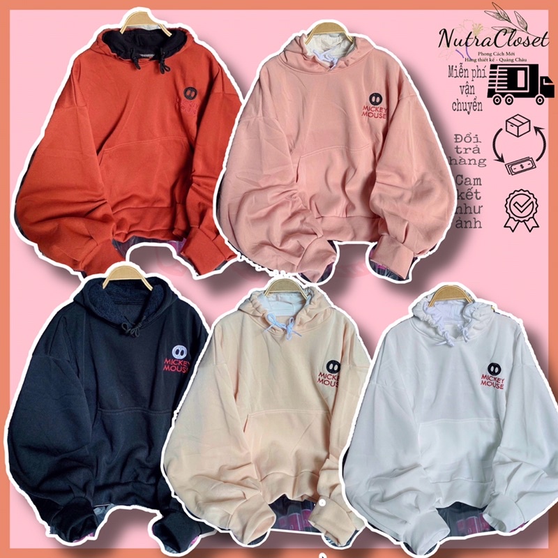 Áo khoác chui đầu hoodie nỉ ngoại thêu tay phồng unisex ulzzang nam nữ