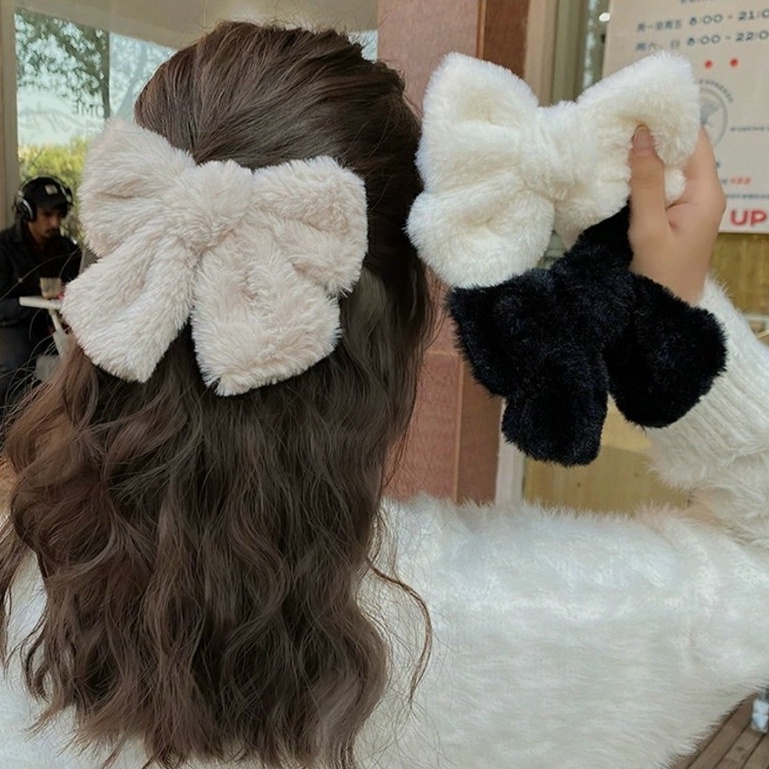 Kẹp nơ vải bản to màu cơ bản phong cách vintage hàn quốc - Cặp tóc dành cho nữ cao cấp chất bông mềm mại