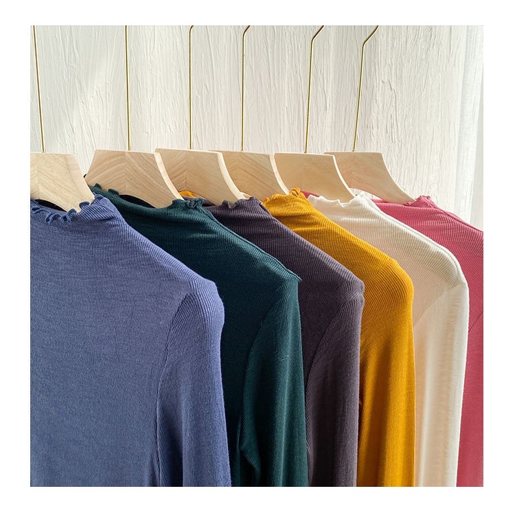 Áo Thun Nữ Dài Tay Cổ Cao Phong Cách Hàn Quốc Mới