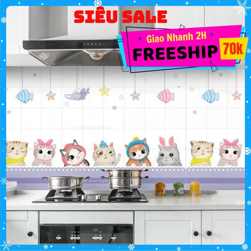 Giấy dán bếp, miếng dán bếp chống bắn dầu mỡ, chịu nhiệt cao HÌNH MÈO CON rộng 60cm
