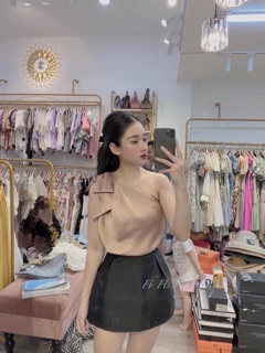 ÁO LỆCH NƠ VAI LỤA