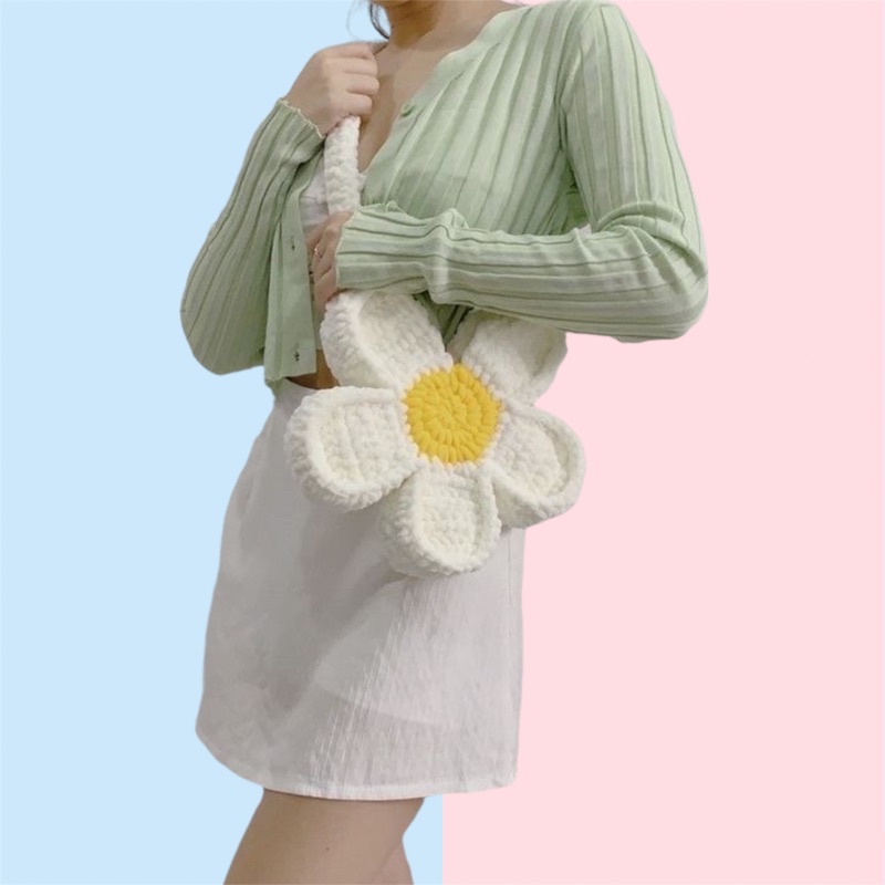 Túi xách nữ bông hoa 5 cánh bằng len - Bloom flower bag