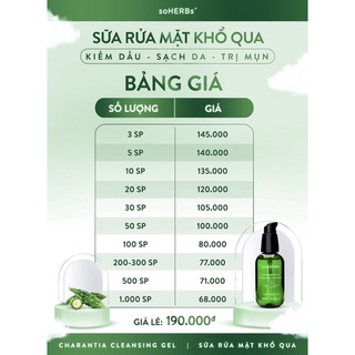 10 chai Sữa Rửa Mặt Khổ Qua( chỉ bán sỉ sl )