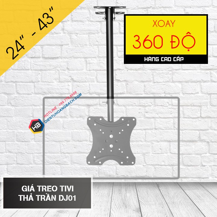 Giá Treo Tivi Thả Trần DJ01 24 - 43 Inch - Xoay 360 Độ - Giá Treo Tivi Ngược Trần Chuyên Dụng