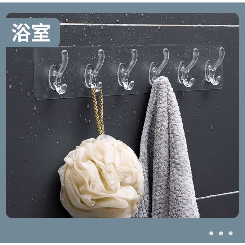 Móc dán tường với 6 móc treo đồ dùng đa năng dành cho phòng tắm/bếp