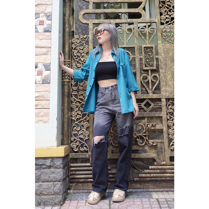 Áo sơ mi tay lỡ Hàn Quốc Hottrends 2022
