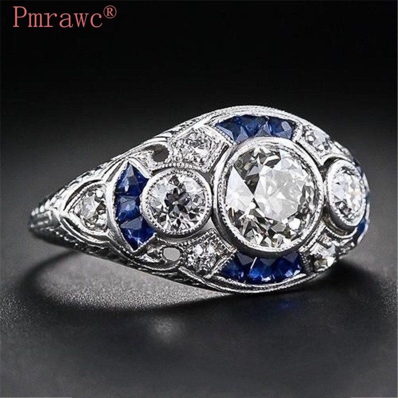 (Bán Sỉ) Nhẫn Đính Đá Sapphire Topaz Thời Trang