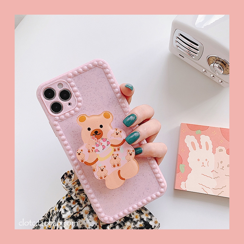 Ốp Điện Thoại Màu Hồng In Hình Gấu Hoạt Hình Có Giá Đỡ Cho Iphone 11pro Max | BigBuy360 - bigbuy360.vn