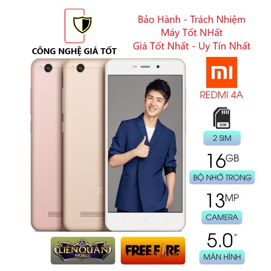 Điện thoại Xiaomi Redmi 4A Chơi tốt Liên Quân, PUBG, Freefire, cài sẵn tiếng việt và CH Play tặng kèm: bộ sạc, tai nghe