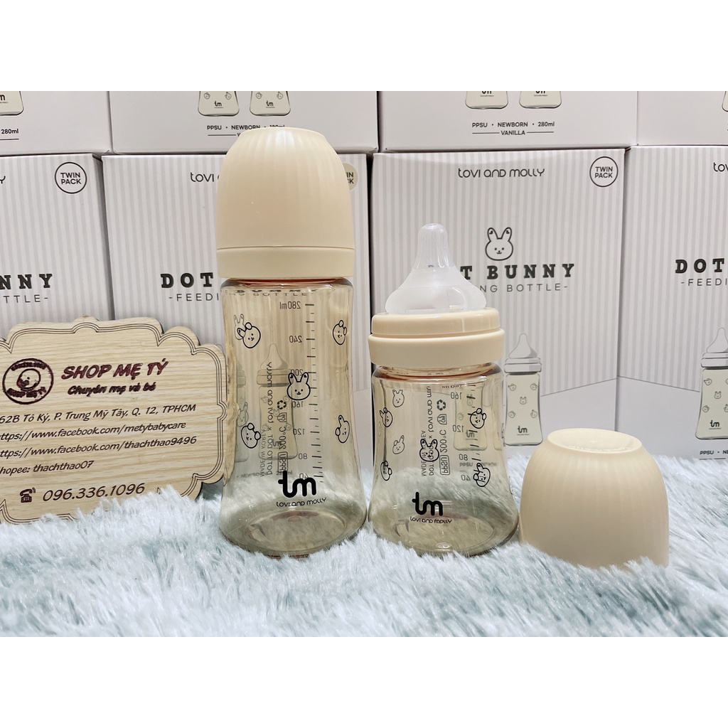 Bình sữa thỏ / sóc Tovi and Molly x Dot to Dot Hàn Quốc size 180ml/ 280ml