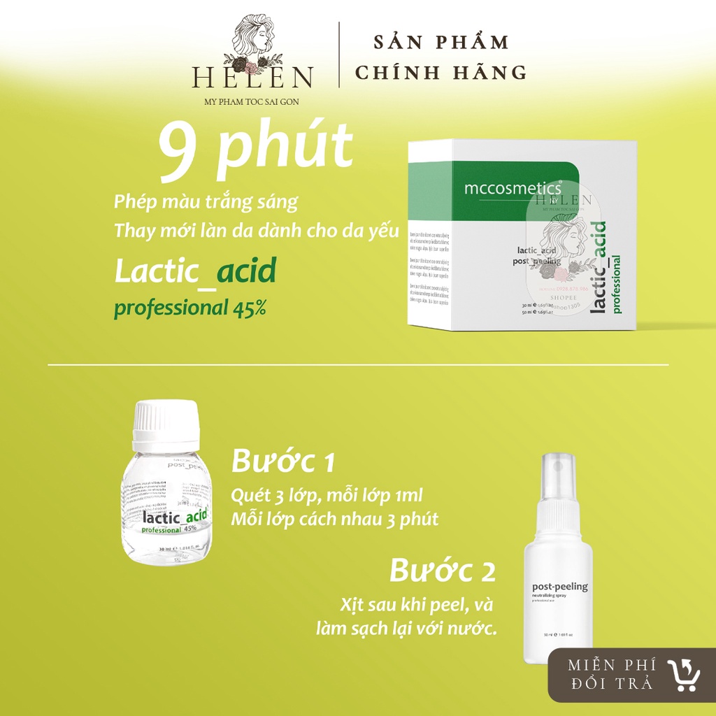 Peel LACTIC MCCM MCCOSMETIC - Tái tạo làn da giúp trẻ hóa, se khít lỗ chân lông, cho làn da mịn màng căng bóng