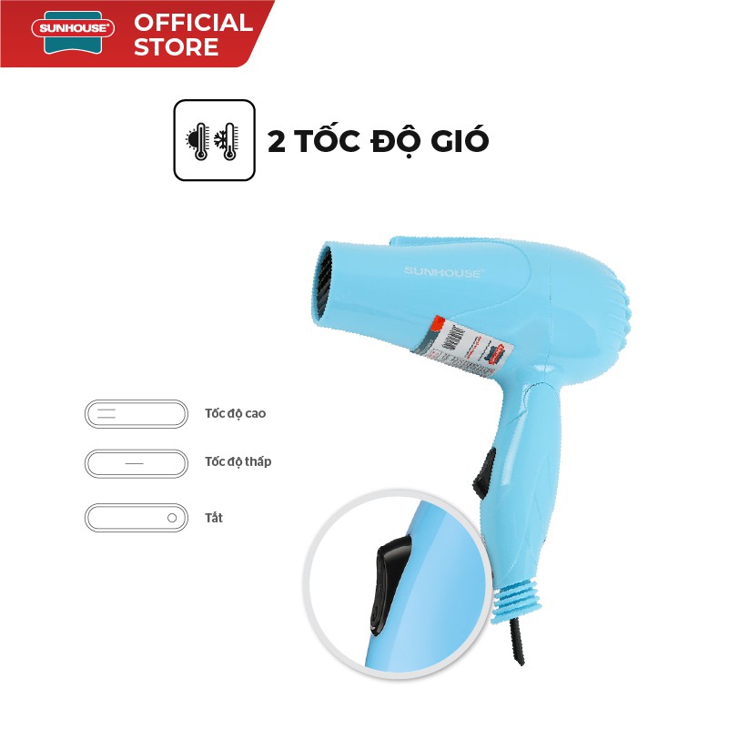 Máy sấy tóc chính hãng SUNHOUSE SHD2305 xanh, bảo hành toàn quốc 12 tháng