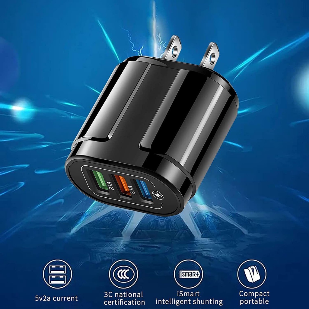 MYRONGVN Bộ SạC ĐiệN ThoạI 3 CổNg USB TiệN DụNg