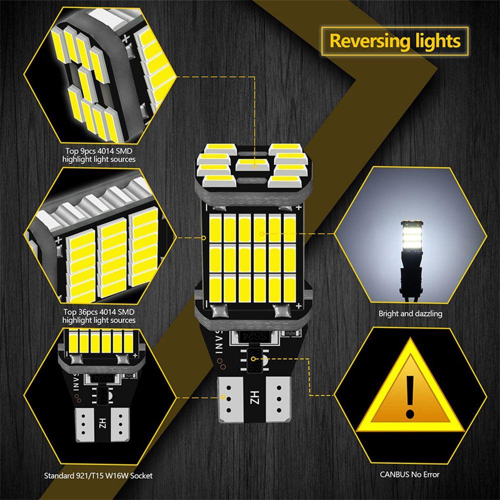 Bóng Đèn Lùi Xe Ánh Sáng Trắng DC 12V T15 W16W 45 SMD 4014 Siêu Sáng