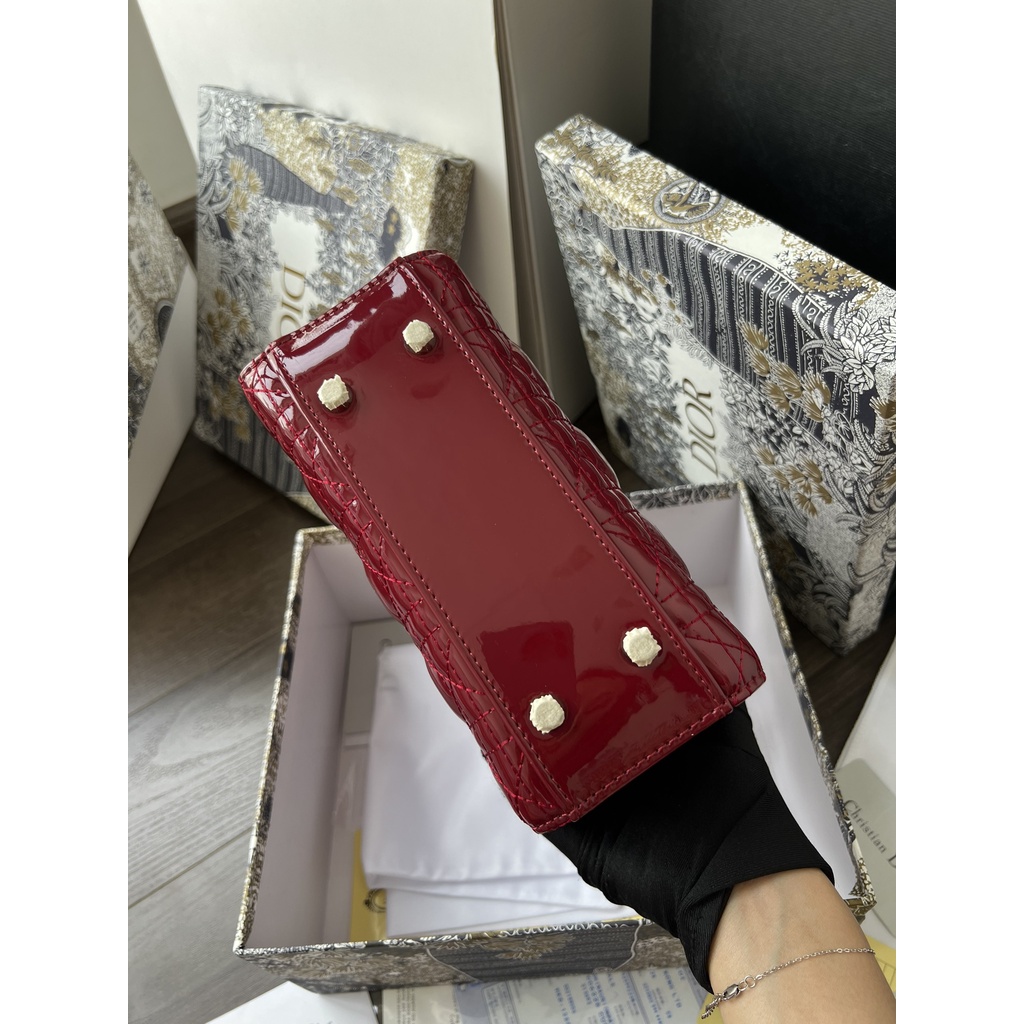 Túi Xách Tay  Di.Or Da  Bóng Size 20Cm MÀu Đỏ
