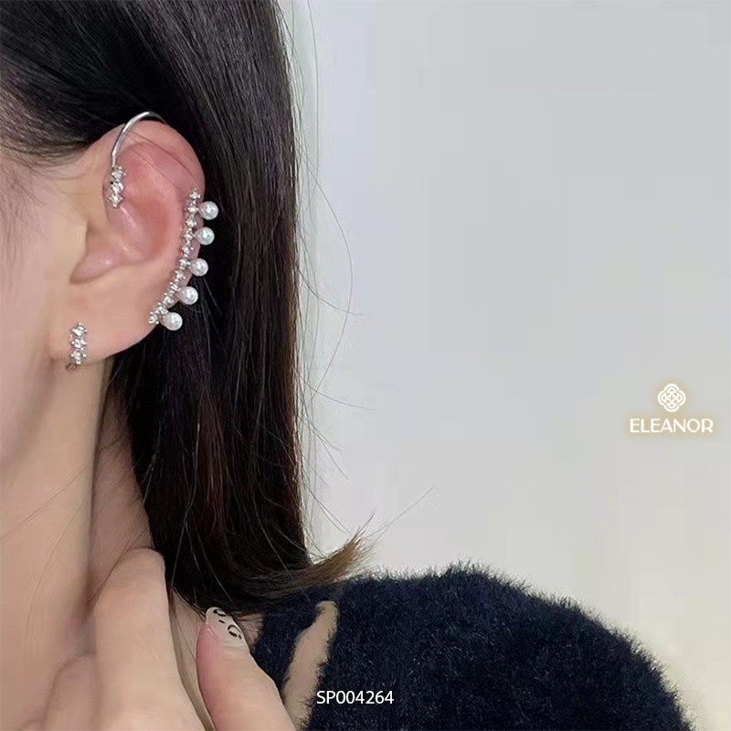 Bông tai nữ gắn vành Eleanor Accessories đính đá ngọc trai nhân tạo phụ kiện trang sức 4264 (1 chiếc)