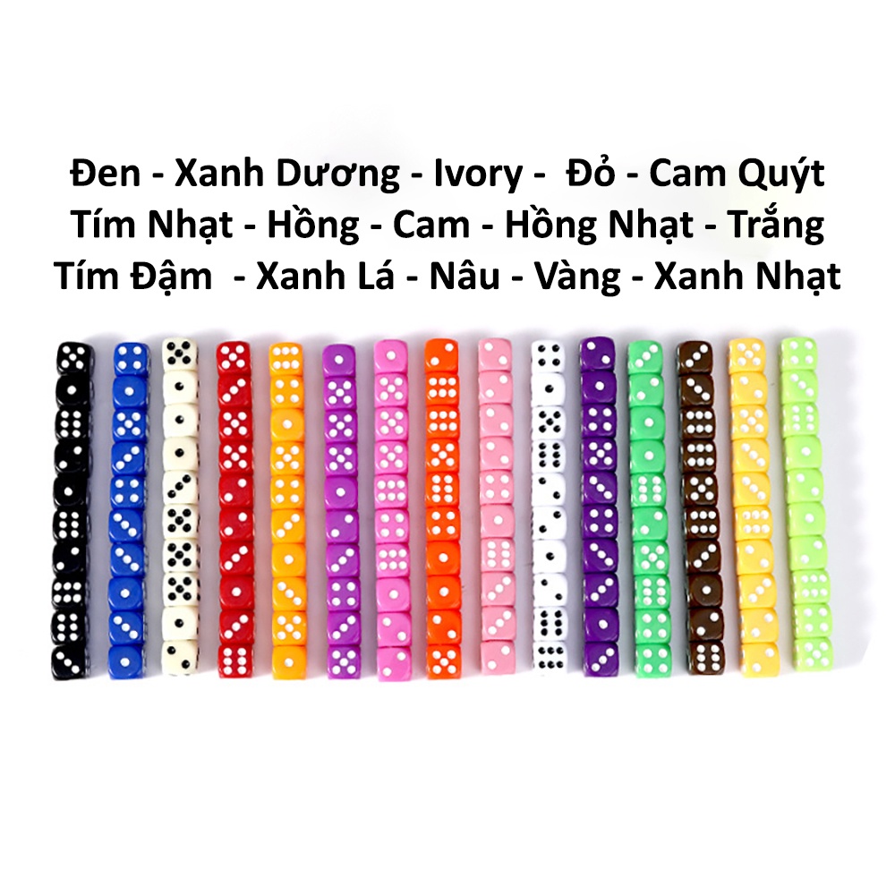 Xúc Xắc Xí Ngầu Giá Rẻ Size 16 Mm Nhiều Màu Sắc SXD16