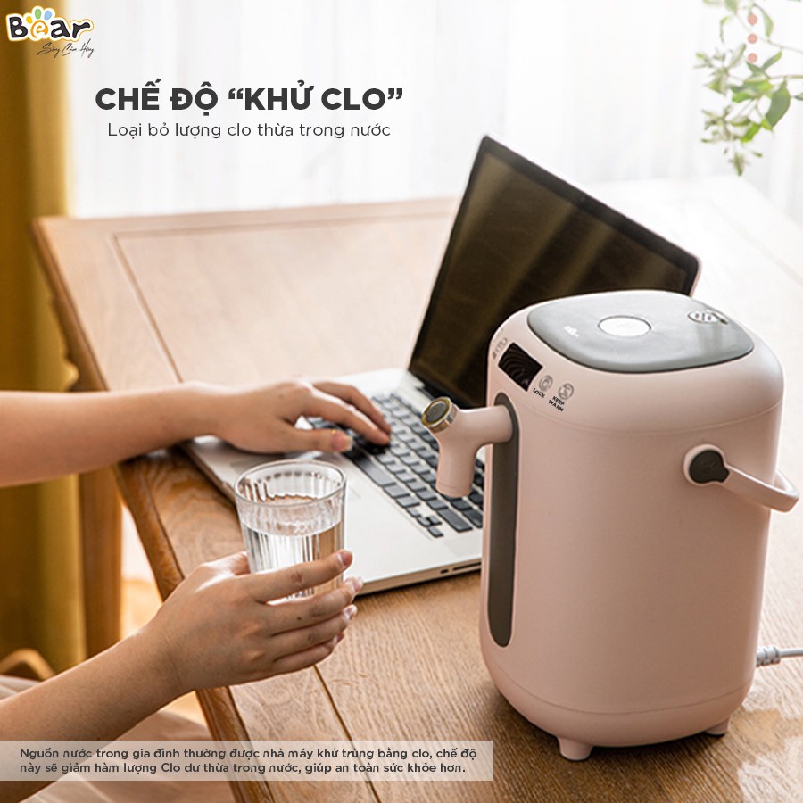 Bình đun nước thủy điện thông minh Bear KE-B30V1 3 Lít, chế độ khử clo và khoá trẻ em an toàn