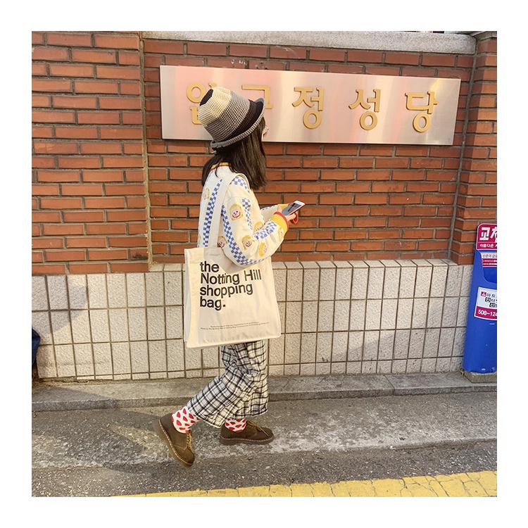 Túi Tote Túi Vải Nữ Đeo Vai họa tiết chữ Phong Cách Đi hoc đi chơi THỜI TRANG HAZIN