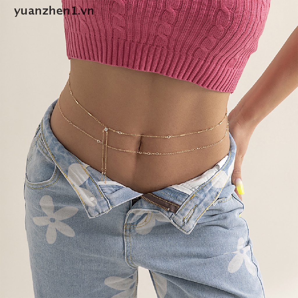 Dây Xích Đeo Hông Đính Hạt Phong Cách Vintage Thời Trang Mùa Hè Cho Nữ Y2K
