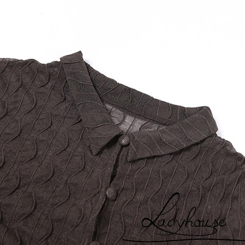 Áo Sơ Mi Croptop Tay Dài Vải Mỏng Màu Trơn Cài Nút Thời Trang Mùa Hè Cho Nữ