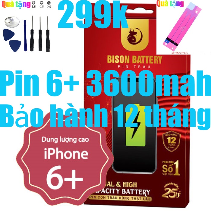 Pin iPhones 6 Plus dung lượng cao 3600mAh BISON chính hãng