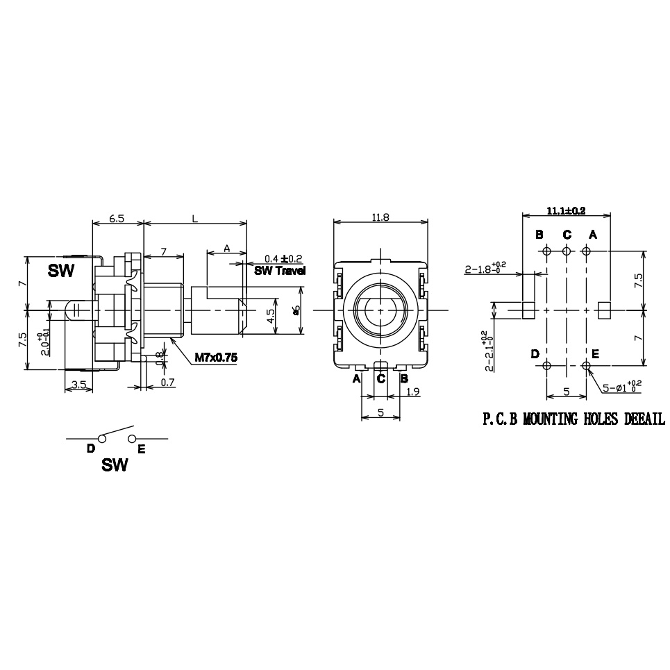 Chiết Áp Kỹ Thuật Số EC11 EC11 Có Công Tắc Dài 20MM 15MM