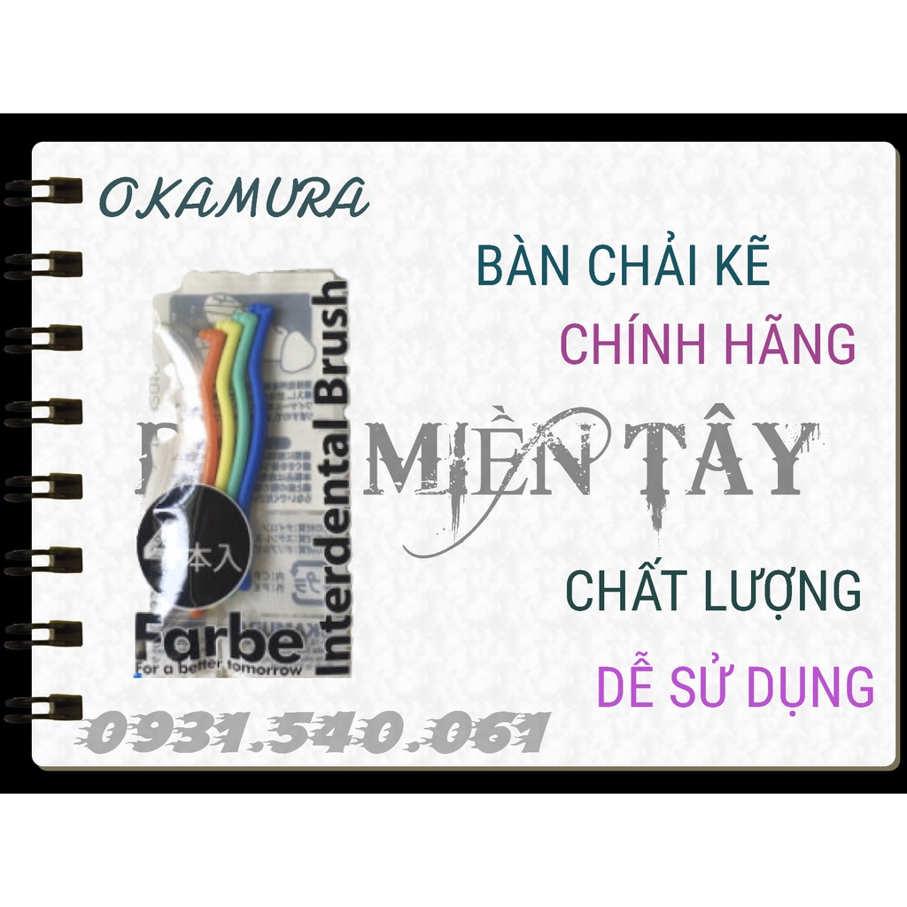 OKAMURA_ Bàn chải kẽ răng cao cấp Nhật Bản Farbe (gói 4 cây)