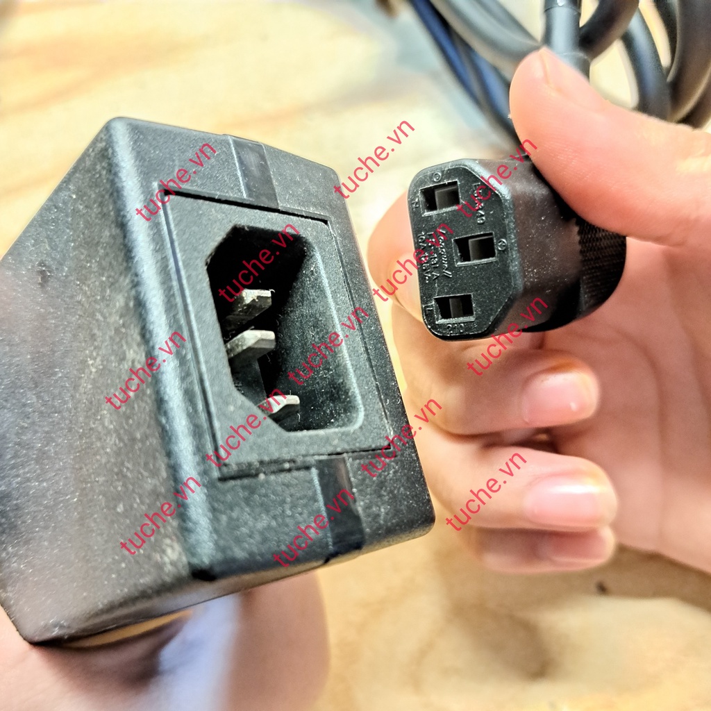 Dây nguồn AC I-SHENG cho máy tính, nồi cơm điện đầu gập cong vuông góc 90 độ 16A 3300W, phích tròn to