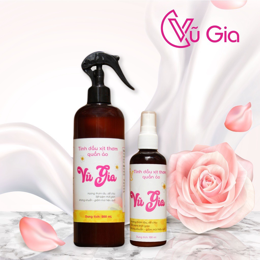 Chai xịt thơm quần áo Vũ Gia | Xịt 1 lần thơm cả ngày giúp tiết kiệm thời gian và chi phí xả quần áo chai 100ml