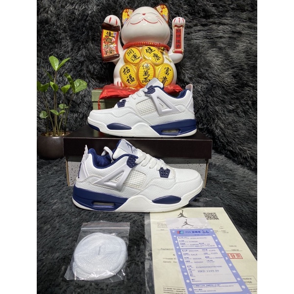 [Fullbox+Ảnh thật] Giày sneaker Jordan 4 trắng xanh cao cấp