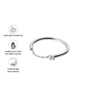 Nhẫn tay bạc blue peach xích nối nt398