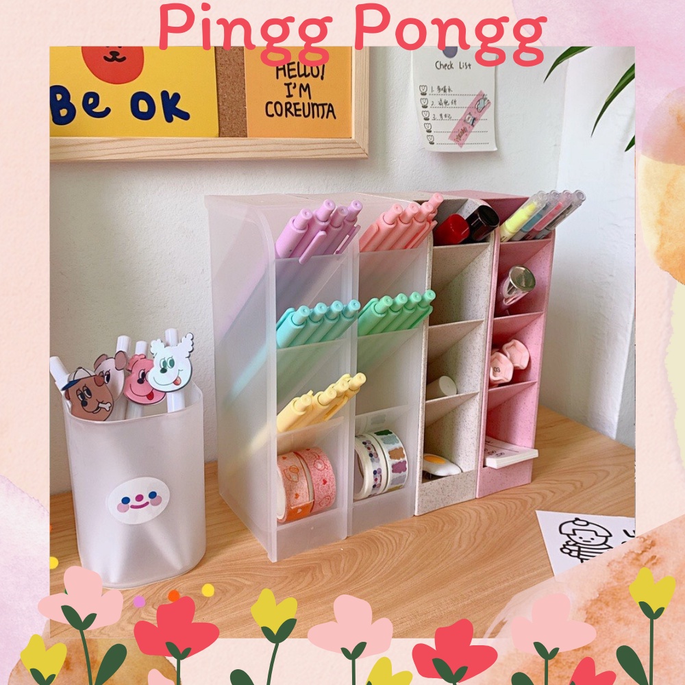 Kệ 4 tầng đựng bút mỹ phẩm cọ trang điểm 4 tầng Ống đựng bút phân loại bút 5 màu tùy chọn