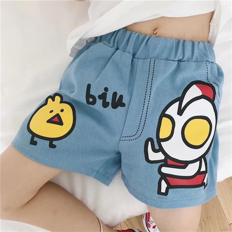 Quần Short Denim In Họa Tiết Hoạt Hình Phong Cách Hàn Quốc Thời Trang Mùa Hè Cho Bé