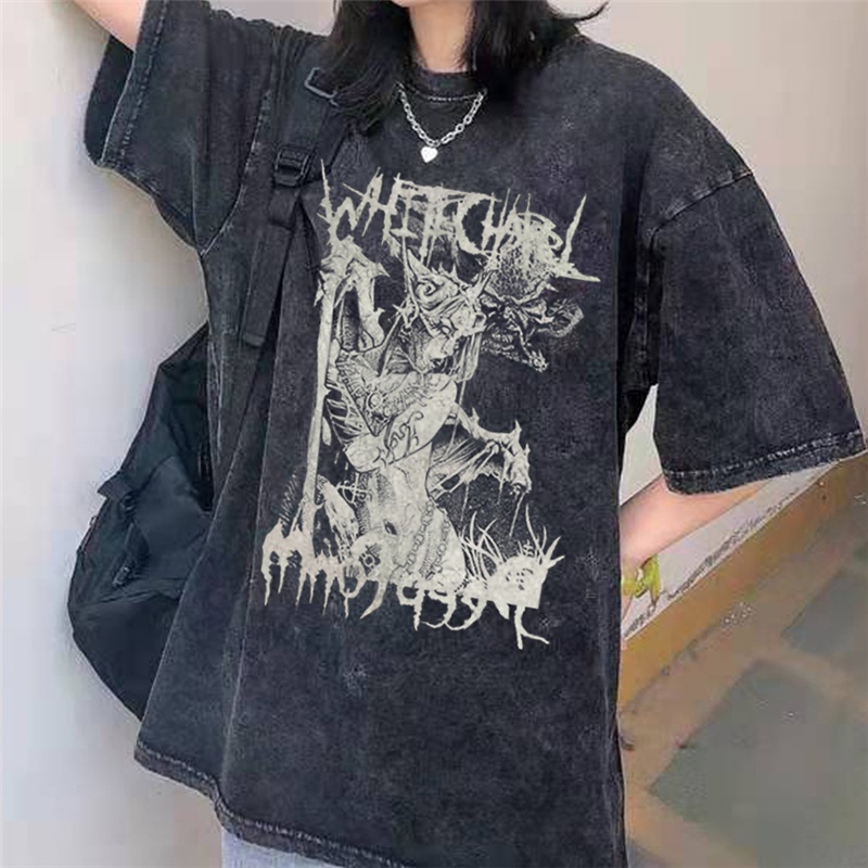 SASSYME Áo thun cỡ lớn hình Emo anime Goth Tshirt Fairy Grunge Alternative mùa hè phong cách Harajuku punk màu tối cho nữ