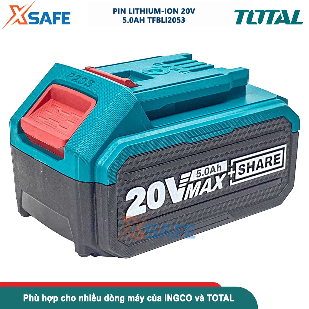 Pin Lithium-Ion TOTAL TFBLI2053| pin sạc Lithium dung lượng pin 20V/ 5.0Ah, phù hợp nhiều dòng máy INGCO TOTAL [XSAFE]