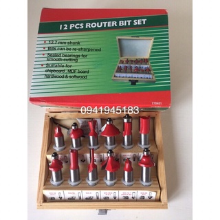 Mũi phay gỗ - bộ mũi soi gỗ 12 chi tiết 1/2 ich