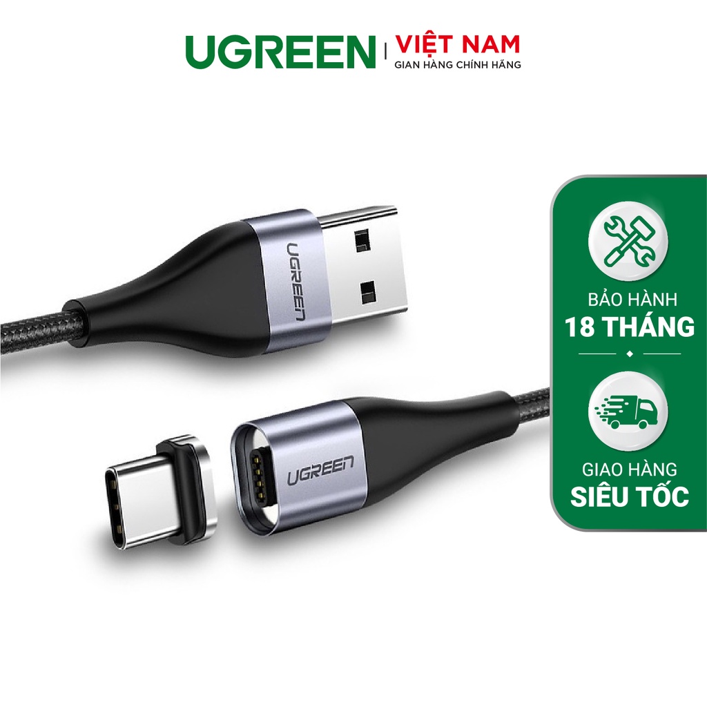 Dây Cáp Từ Tính 2 cổng USB Type-C và Micro dòng 3A UGREEN ED023 - Hàng phân phối chính hãng - Bảo hành 18 tháng