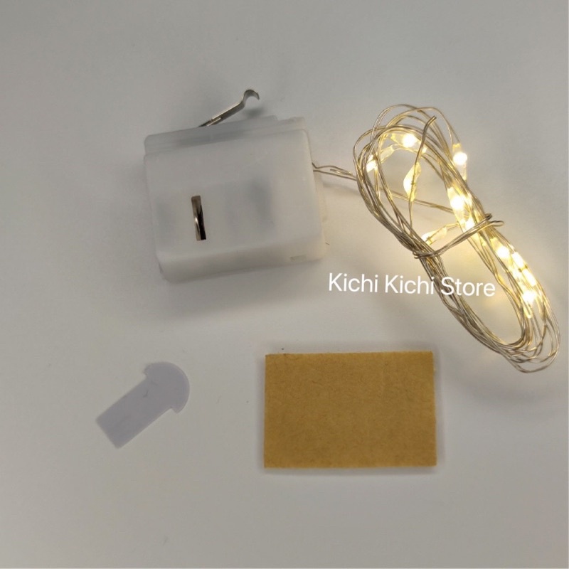 Đèn led dây trang trí hộp quà, loại 1m, có sẵn pin, có 3 chế độ sáng, ánh sáng trắng ấm