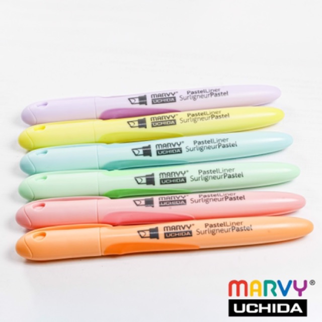 Bút light sáng/ Bút Dạ Quang Marvy gồm 6 màu mực Pastel - bán lẻ và bán bộ