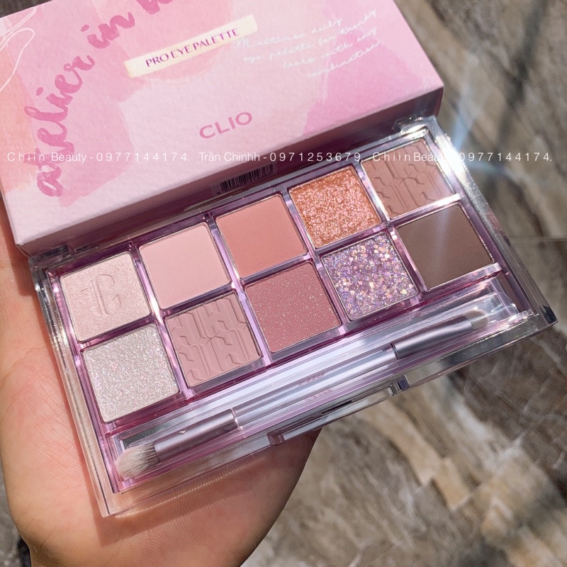 Có kèm cọ mắt - Bảng phấn mắt CLIO Pro Eye Palette màu số 14 tone Atelier in Hannam tím mộng mơ