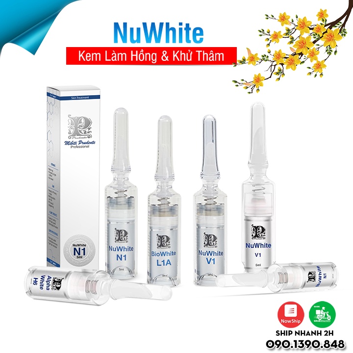 Combo Kem Làm Hồng & Khử Thâm NuWhite (N1+V1+L1A+H6) – Giúp Loại Bỏ Thâm Sạm, Làm Đều Màu Da Hiệu Quả!
