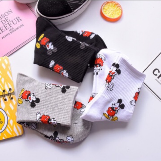 [ MICKEY MOUSE ] Tất Cao Cổ Hàn Quốc - Dễ Mix Đồ - Hoạ Tiết Chuột Mickey Độc Đáo - Tất Unisex Dùng Cho Cả Nam Và Nữ Cute