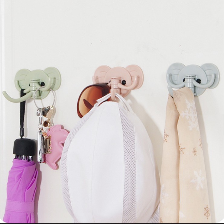 Móc Dán Tường Con Voi 3 Móc Xoay 180 Độ Dễ Thương Tiện Dụng