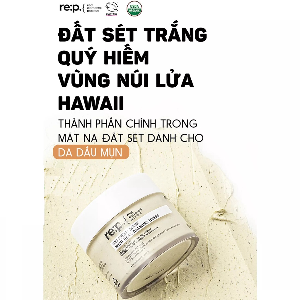 Mặt Nạ Đất Sét Hương Thảo Cấp Ẩm, Se Khít Lỗ Chân Lông RE:P Bio Fresh Mask With Real Herbs 130g