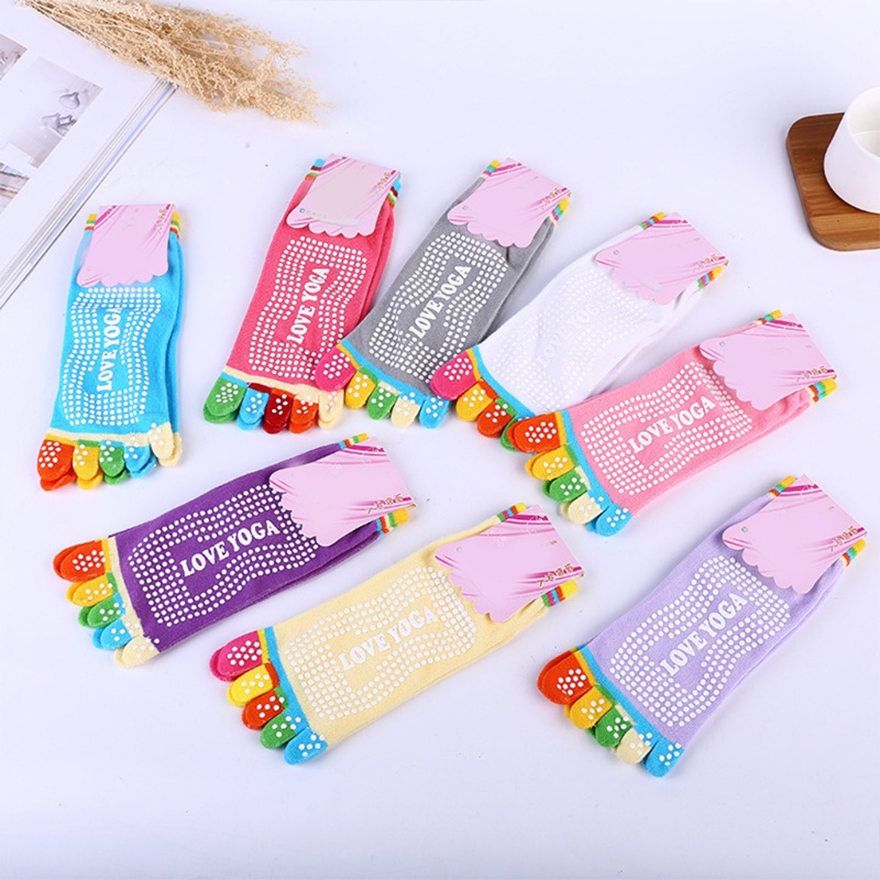 Youyo Đôi Vớ Tập Yoga Co Giãn Chống Trượt Nhiều Màu Sắc Cầu Vồng Với Tay Cầm Silicone Dành Cho Nữ