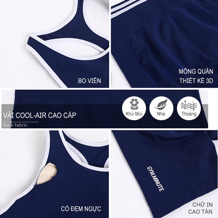 Bộ tập GYM nữ cao cấp chất CoolAir chống mùi hôi - Bộ tập YOGA, thể thao FB09