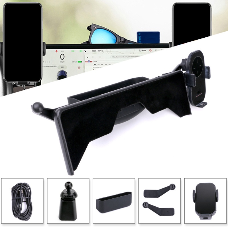 Bộ Đế Sạc Không Dây + Giá Đỡ Điện Thoại + Kính Râm Cho Model 3 Y