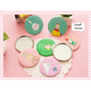 Gương trang điểm mini hình tròn họa tiết hoạt hình phong cách Hàn Quốc