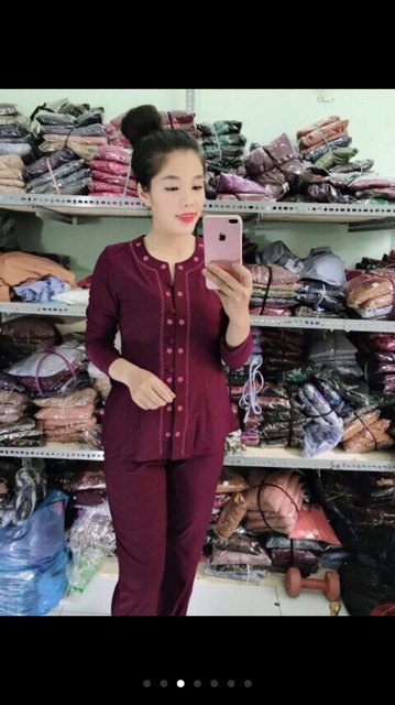 [Mã SMI23 giảm 8% đơn 300K]Bộ phật tử Họa tiết viền cổ   - Đồ lam đi chùa bộ Bà Lai vải Thun mịn - Quần áo Shop phật